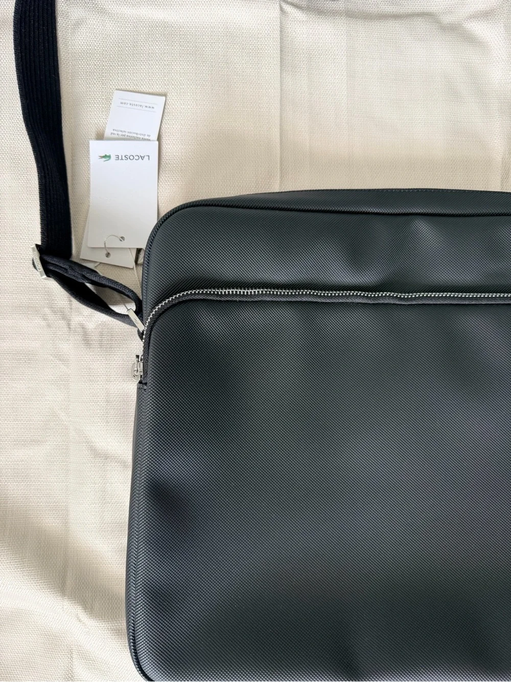 Lacoste Black Men's Messenger Crossbody Bag